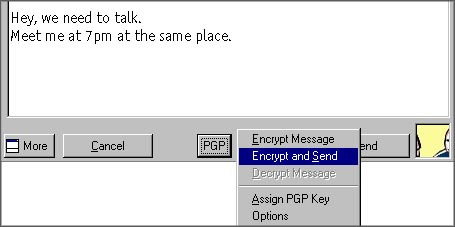 Encrypting an outgoing message.